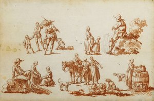 図と動物の研究、 作： Francois Louis Joseph Watteau