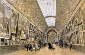 ルーヴル美術館、グランド・ギャラリ、1850年頃（ドローイング） 作： Louis Jules (after) Arnout