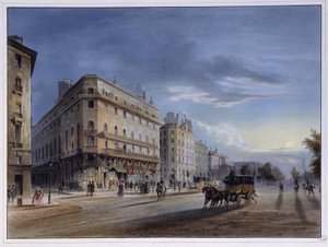 イタリヤン大通り - アルノウトの「1837年のパリ」にて 作： Louis Jules Arnout