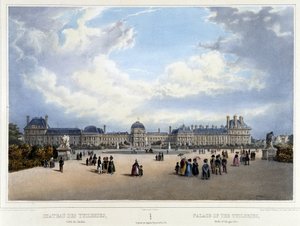 チュイルリー宮殿と庭園の眺め - Jacottet and Benoist著「Promenade dans Paris et ses environs」、パリ、v.1840年。 作： Louis Julien Jacottet