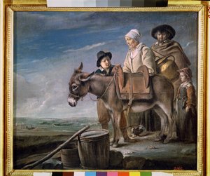 ミルクメイドの家族。 （ミルクメイドの家族）。 ロバと農民の家族。 ルイ・ル・ナン (1593-1648) の絵画 作： Louis le Nain