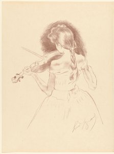 バイオリンを弾く後ろ姿の女の子 音楽家 レプルーヴ（シリーズタイトル） 作： Louis Legrand