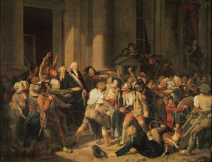 1792 年 8 月 29 日、ルーアン市長ムッシュー ドフォンテネの勇気の行動 (キャンバスに油彩) 作： Louis Leopold Boilly