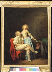 逃げた鳥とカップル（キャンバスに油彩） 作： Louis Leopold Boilly