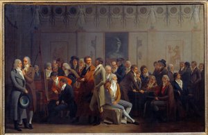画家ジャン・バティスト・イザベイのワークショップでのアーティストのミーティング 作： Louis Leopold Boilly
