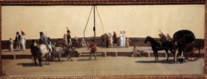 ポン・ロワイヤル通り ルイ・レオポルド・ボワイ（1761-1845）によるパリの絵画 1800年日。0.25x0.69 m パリ、カルナヴァレ博物館 作： Louis Leopold Boilly