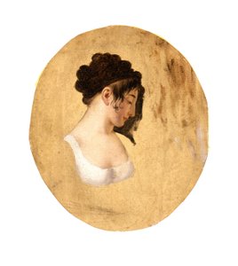 若い女性の頭の輪郭、c.1794（キャンバス上の油彩） 作： Louis Leopold Boilly