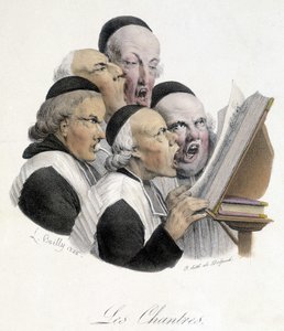 歌う宗教家たち（Les chantres）。L. Boillyによる1826年の風刺画。