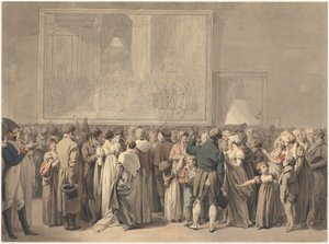ルーブル美術館のサロンで「聖なるもの」の絵を鑑賞する大衆 作： Louis Leopold Boilly