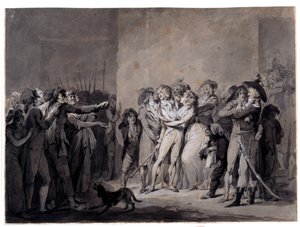 マラート殺害後のシャルロット・コルデー（1768-1793）の逮捕 ルイ・レオポルド・ボイリー（1761-1845）による素描 19世紀 パリ、カルナヴァレ美術館蔵 作： Louis Leopold Boilly
