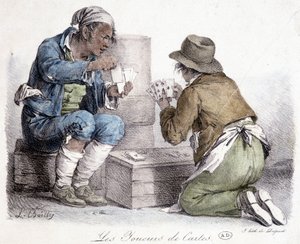 1820年頃、L.ボイリーの彫刻による「カードプレーヤー」。 作： Louis Leopold Boilly