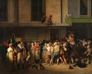 1819年頃の無料ショーの日にアンビビックコミック座の入り口。 作： Louis Leopold Boilly