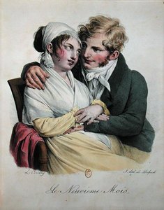 妊娠9ヶ月目 1825年頃（カラーリトグラフ） 作： Louis Leopold Boilly