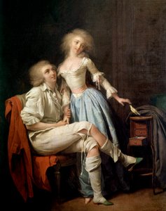 自家用の鳥も夫婦と言い、鳥が飛ぶ ルイ・レオポルド・ボイリー（1761-1845）の絵画 19世紀 日0.4×0.32m 作： Louis Leopold Boilly