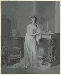 暖炉の前の女性 作： Louis Leopold Boilly