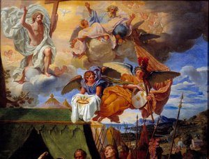 兵士を気遣う王ルイ9世（サン・ルイ）（1214-1270） 神と天使を表すディテール。ルイ・リチェリー・ド・ビュリー（1629-1687）作 17世紀 ルーアン、ボザール美術館蔵 作： Louis Licherie de Beurie