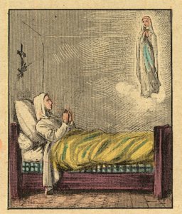 Bernadette Soubirous (1844-1879) - 「目による宗教的教え」からの彫刻。 ルイ・メイトルジャンとジョルジェ・ラモンドによる素晴らしいアルバム - フランス 1910 作： Louis Maitrejean