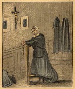 ポーリーン マリー ジャリコット (ポーリン マリー ジャリコット) (1799-1862) の肖像画、信仰の伝播と生きているロザリオ協会の創設者 - (信仰の伝播) - 「目による宗教的教え」からの彫刻。 素晴らしい 作： Louis Maitrejean