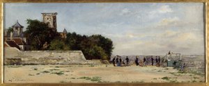 モンマルトルの丘の頂上、ソルフェリーノ通り、1870年頃、油彩・カンヴァス、1870年頃 作： Louis Marie Chevalier