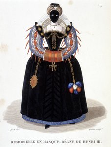 仮面をつけた女性の肖像 16世紀後半"Galerie francaise de femmes célèbres "にて 作： Louis Marie Lante