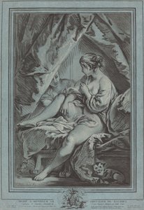 ベッドに座る若い女性、1767年 作： Louis Marin Bonnet