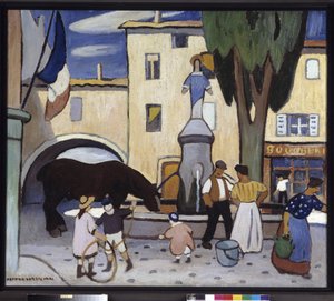 黒い馬のいるトレットの噴水 ルイ・マチュー・ヴェルディラン（1875-1928）による絵画 20世紀 必須の言及：プロヴァンス、マルセイユのコレクション財団