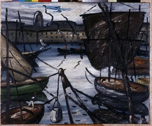O antigo porto. Pintura de Louis Mathieu Verdilhan (Louis-Mathieu Verdilhan 作： Louis Mathieu Verdilhan