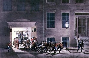 The Night Alarm」（ニューヨーク、Currier and Ives社刊 作： Louis Maurer