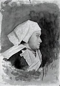ブルターニュの農民の女性、1884 年。 作： Louis Michel Eilshemius