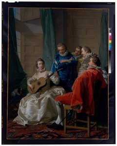 ギターを弾くスペイン人女性 作： Louis Michel van Loo