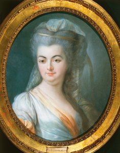 ルイ・ミシェル・ファン・ロー（1707-1771）の「ヴェールを被った女性の肖像」、羊皮紙にパステル画 作： Louis Michel van Loo