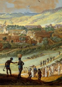 詳細はこちら"フランス岬の街の眺め（Cap de la Republique） サント・ドミンゴの丘の眺め" 詳細ルイ・ニコラ・ヴァン・ブラーレンベルグ（1716-1794）による絵画 1779年 ラ・ロシェル、ヌーヴォー・モンド美術館。 作： Louis Nicolas van Blarenberghe