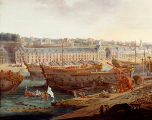 シップヤード"ブレストの港" 詳細ルイ・ニコラ・ファン・ブラーレンベルグ（1716-1794）による絵画 1774年ブレスト、ボザール美術館蔵