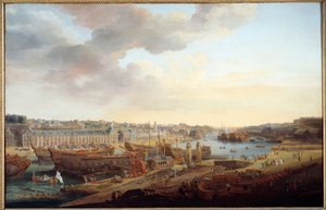 造船所。"ブレストの港" ルイ・ニコラ・ファン・ブラーレンベルグ（1716-1794）の絵画 1774年 日1,25x1,93 m ブレスト、Musee des Beaux Arts