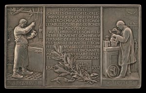 Christofle社の50周年記念、1842-1892年［裏面］、1892年。 作： Louis Oscar Roty