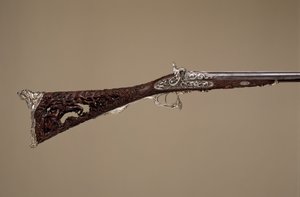 二重銃身パーカッション ショットガン、フランス、パリ、1854 年 作： Louis Perrin