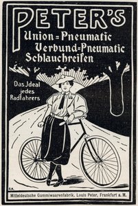 ピーターの空気入り自転車タイヤの広告、1898 年 作： Louis Peter