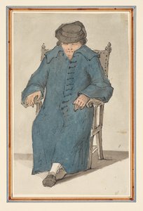 椅子に座って眠る男の習作（鉛筆、ペン・インク、水彩、紙） 作： Louis Philippe Boitard