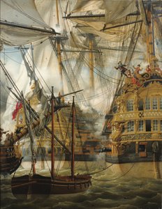 1827年にルリスとラグロワールと戦うHMSカンバーランド 作： Louis Philippe Crepin
