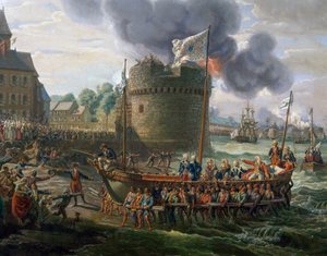 シェルブール港を訪れるルイ16世、6月23日 作： Louis Philippe Crepin