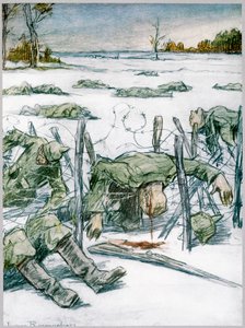 有刺鉄線」、1916年 作： Louis Raemaekers