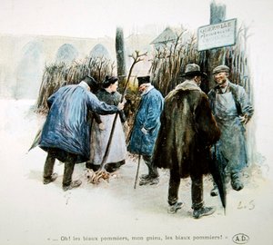 ノルマンディーの素晴らしいリンゴの木を讃える苗木屋と苗木屋の女性たち 作： Louis Remy Sabattier