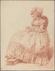 座っている女性の裁縫 作： Louis Rolland Trinquesse