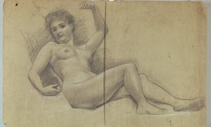 横たわる裸体像の研究 作： Louis Schaettle