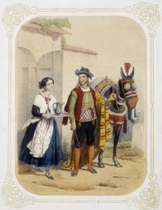 スペインの夫婦-ルイ・ラサール画「少年旅人のアルバム」より 作： Louis Simon Lassalle