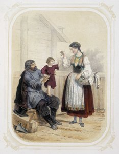 ロシアの家族 - ルイ・ラサール画「少年旅人のアルバム」より 作： Louis Simon Lassalle