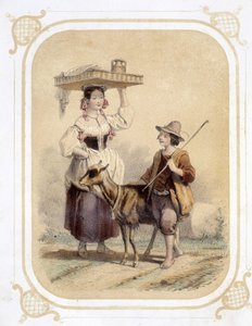 イタリア人と農民の羊飼い-Louis Lassalle画「Album du jeune voyageur」にて 作： Louis Simon Lassalle