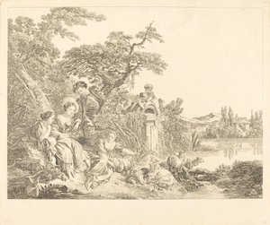 羊飼いの贈り物 作： Louis Simon Lempereur after François Boucher