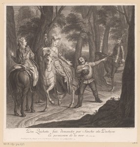 ドン・キホーテはサンチョに公爵夫人に会う許可を求めさせます Don Quichotte fait demander par Sancho ala Duchesse ca permission de la voir (オブジェクトのタイトル) ラ・マンチャのドン・キホーテの歴史（シリーズタイトル）