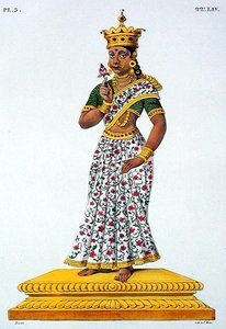 アグニの妻スワハ、C.ド・モット（1785-1836）の彫刻（カラーリトグラフ）。 作： Louis Thomas (after) Bardel